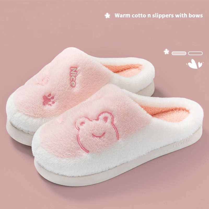 Winter Plush Slippers for Men & Women - Thick Sole House Shoes with Anti-Slip Bottom, Cozy Fleece-Lined Indoor Slides for Home