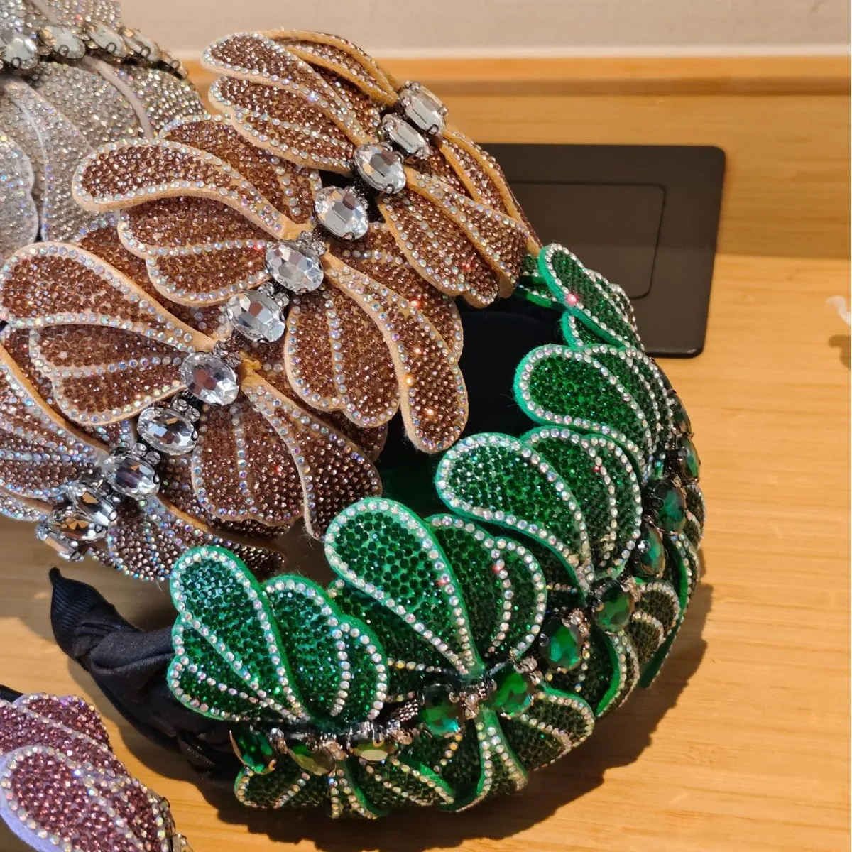 Hot Selling European and American Fashion Luxury Full Diamond Oversized Flower Wide Headband High-end Hair Accessory