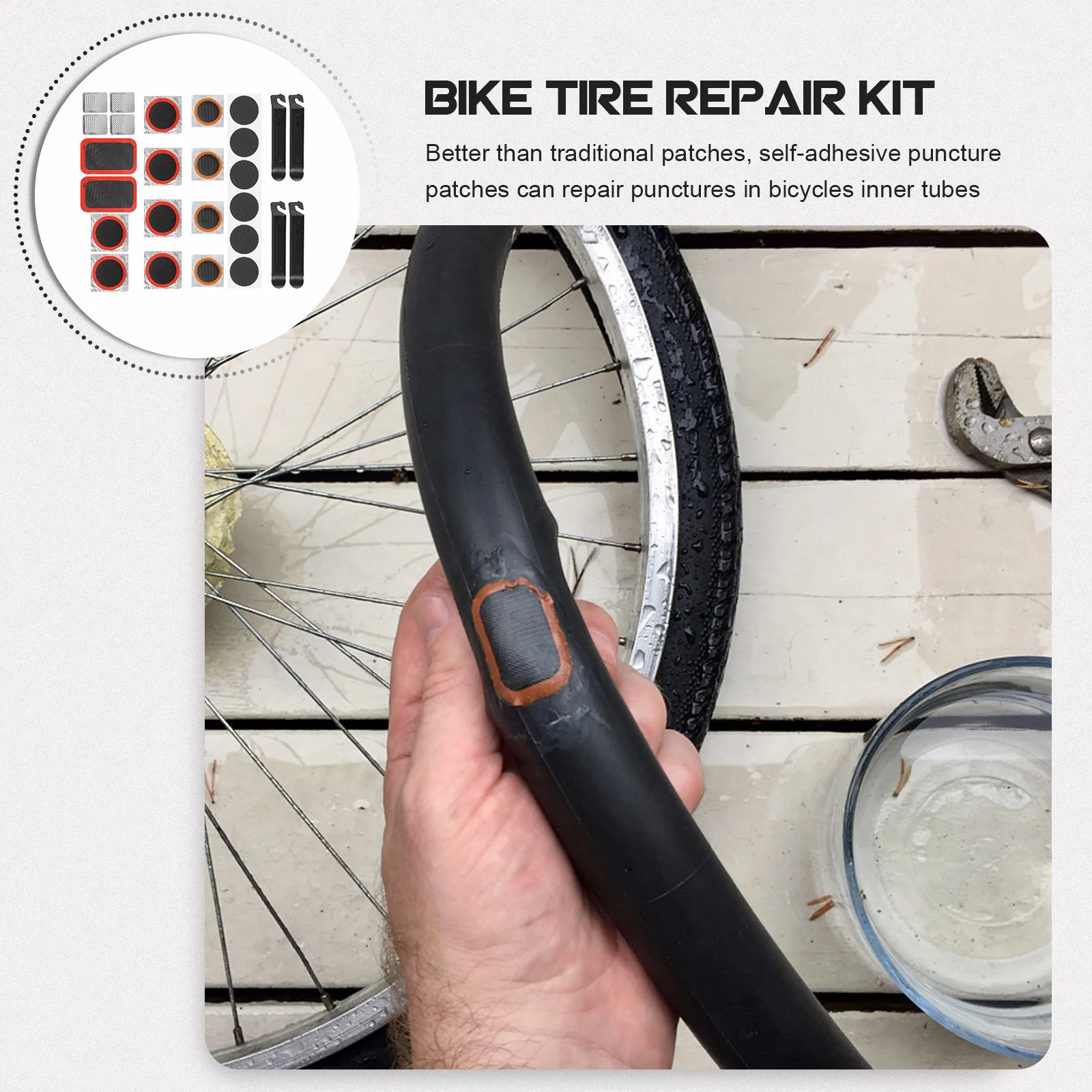 Bike Repair Tools 1Set Tire Patches No Glue Needed Strong Tack for Mountain Road Bicycles Inner Tube Fix Inner Tube Patch Kit