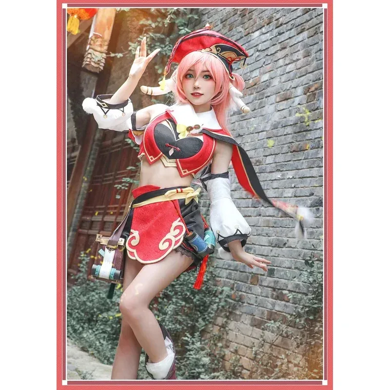 

qq 123Anime Genshin Impact Yan Fei Fairies Game Dress Aestheticism Yanfei Cosplay Costume Wigs Shoes Halloween Outfit Women Girl