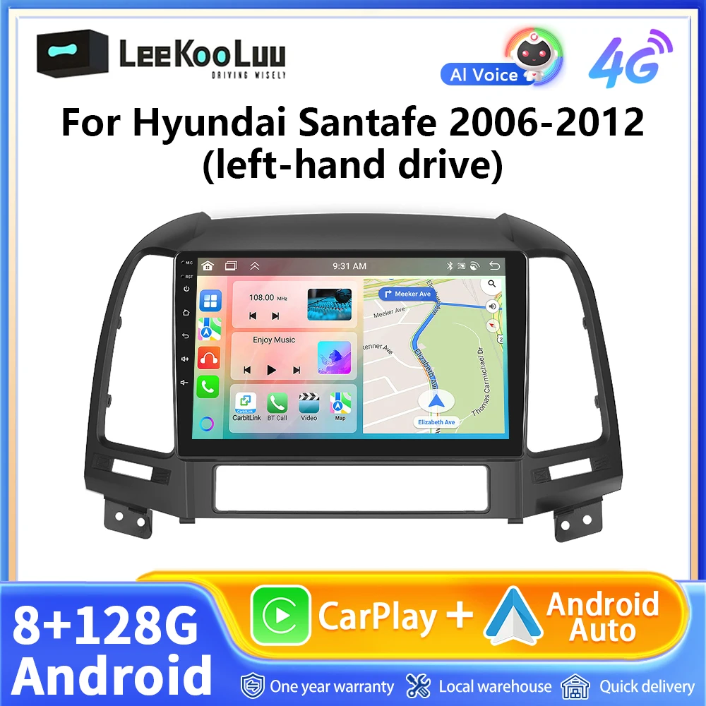 LeeKooLuu Carplay Android Auto Radio For Hyundai Santafe 2006-2012 (left-hand drive) Car Multimedia Player 2Din AutoRadio 4G GPS