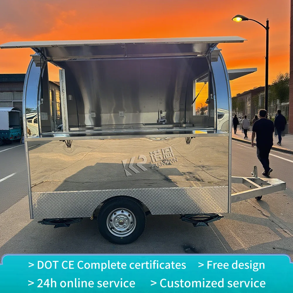맞춤형 크기 푸드 트럭, 길거리 이동식 카트, 피자, 커피, 햄버거, 야외 음식 트레일러 키오스크 판매