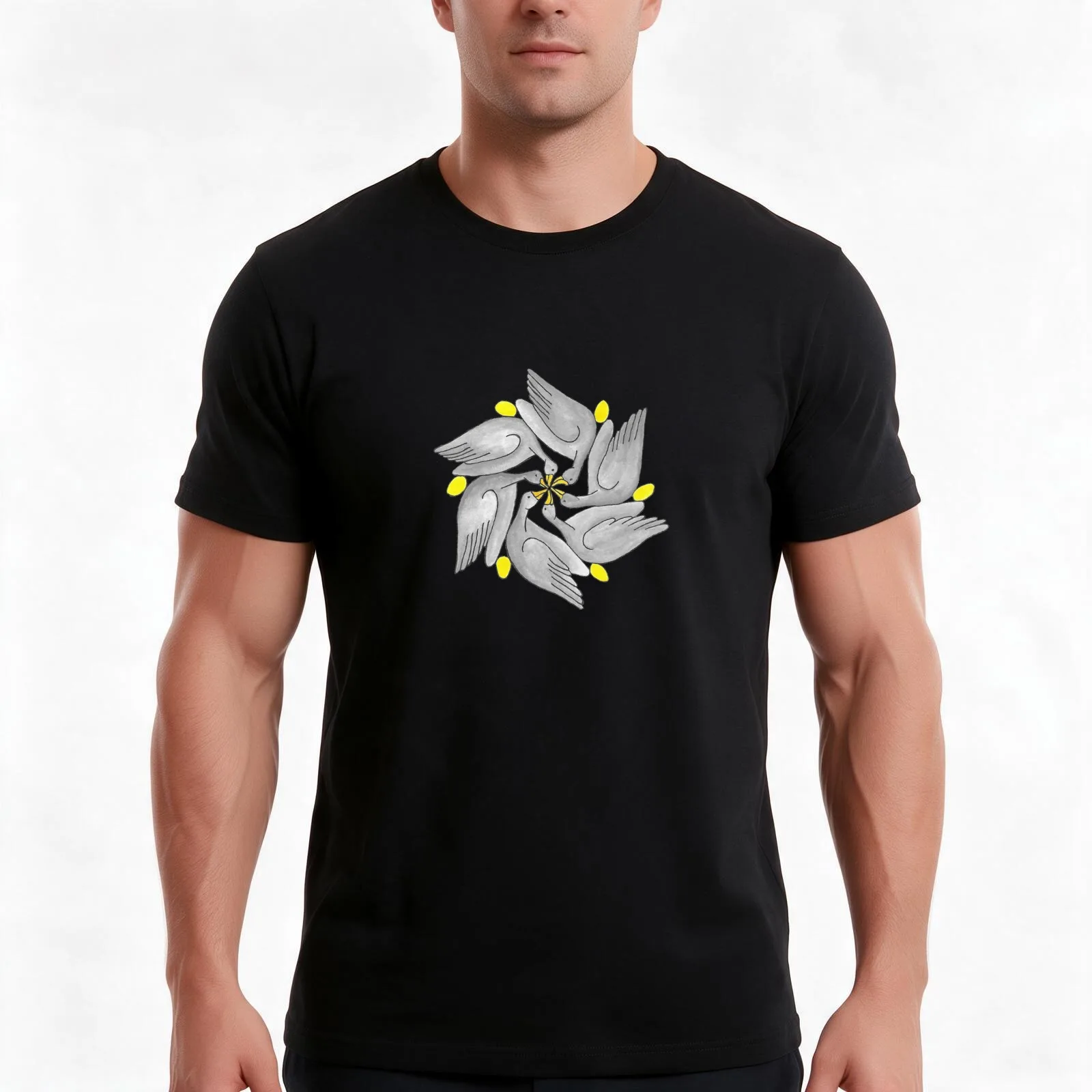Six Geese A-Laying (A Meeting of Beaks and Golden Eggs) T-Shirt Summer Casual Cotton Tee Oversized Streetwear Tops