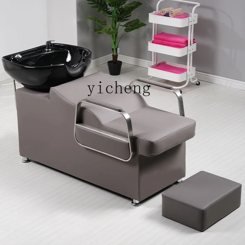 ZK Hair Saloon Dedicated Ceramic Basin for Hair Washing Station Hair Salon Shampoo Recliner Flushing Bed Shampoo Bed