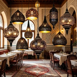 Azja południowo-wschodnia wisiorek światła antyczne Hollow wisząca oprawa oświetleniowa Thai Arabian restauracja sypialnia marokański lampy dekoracyjne