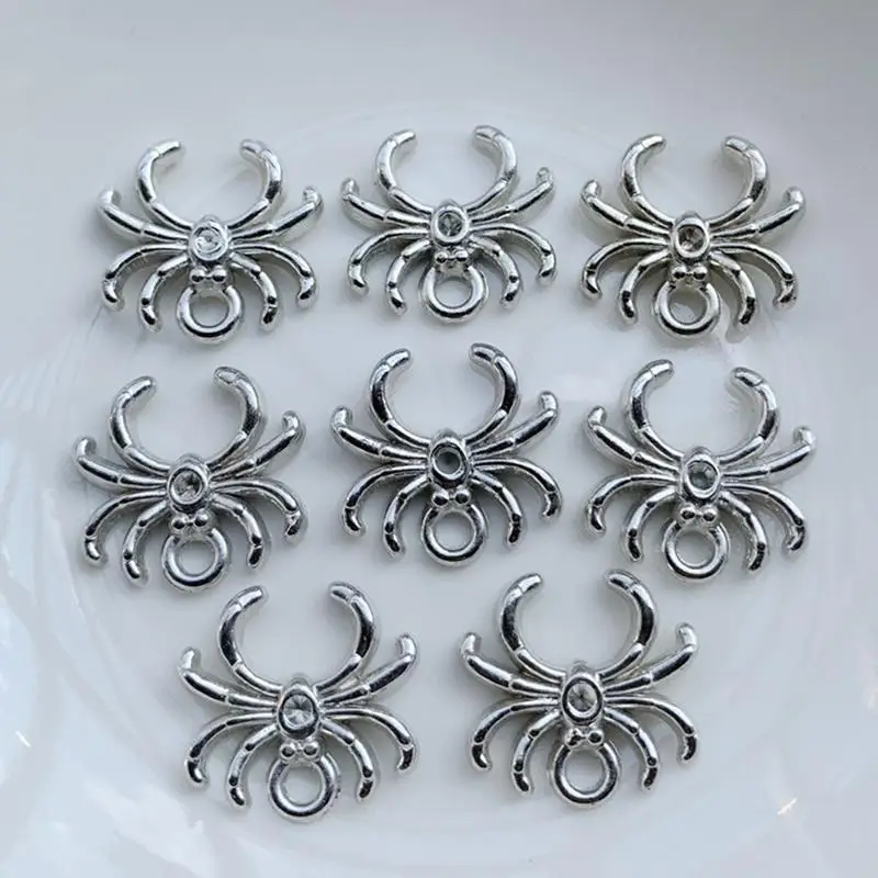 Shiny silver plated spiders/butterflies/skeletons/docks/love pendants Halloween decorations Diy jewelry making jewelry materials