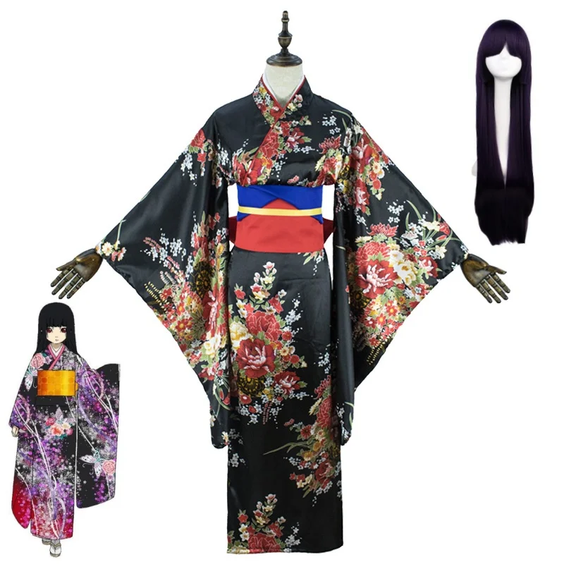 Anime Hell Girl Enma Ai Swing mangas Kimono uniforme peluca precioso disfraz de Cosplay Original mujer falda traje Halloween carnaval