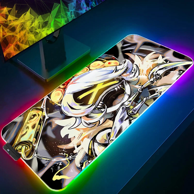 

RGB LED Gaming Mouse Pad Anime Gamer Keyboard Pad Desk Mouse Mat Speed M-murder Uzi N V J Drones Rubber Computer PC Mousepad