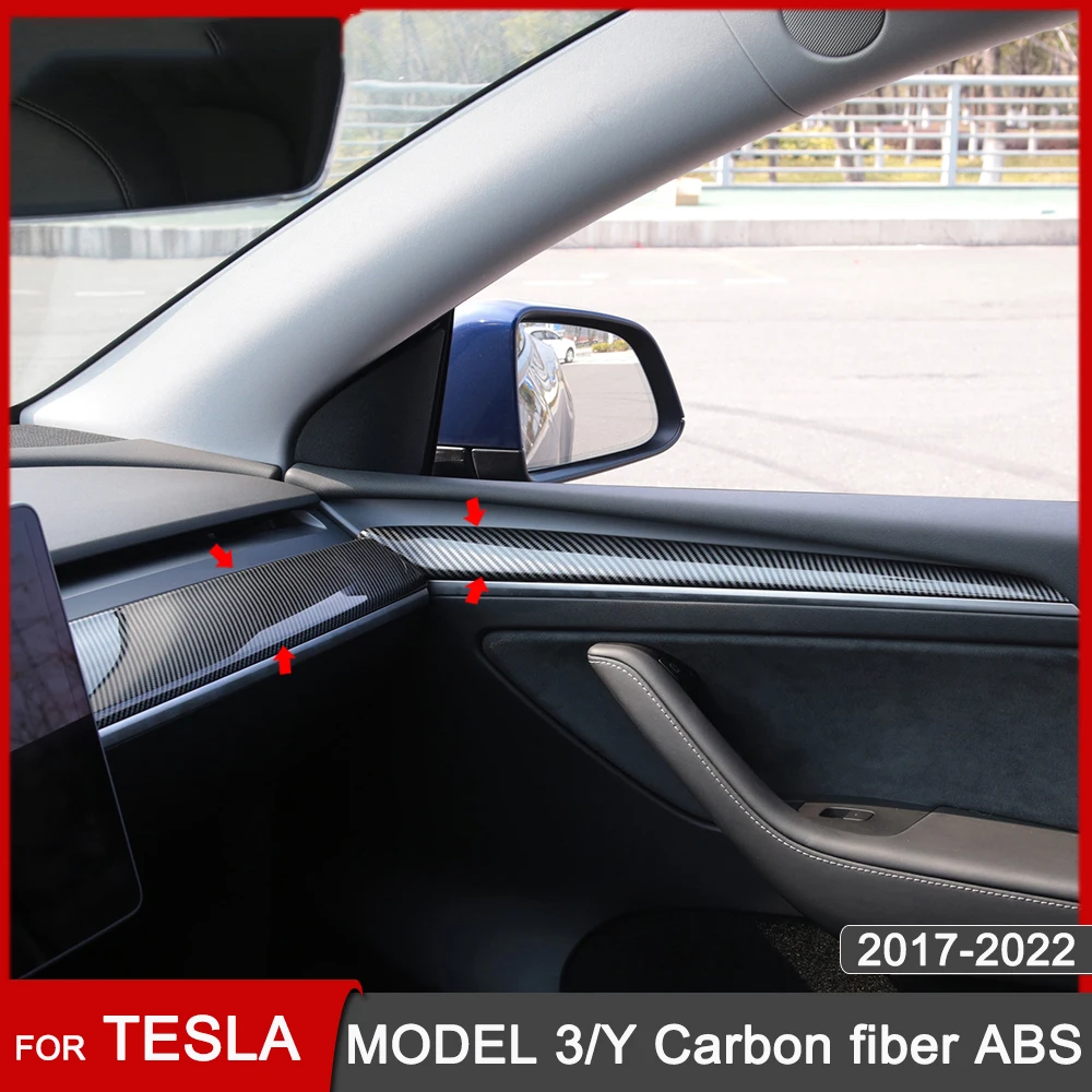 

Model3 Carbon Fibre ABS Interior Trim For Tesla Model 3 / Y Car Center Console Dashboard Door Protection Cover Panel Accessories