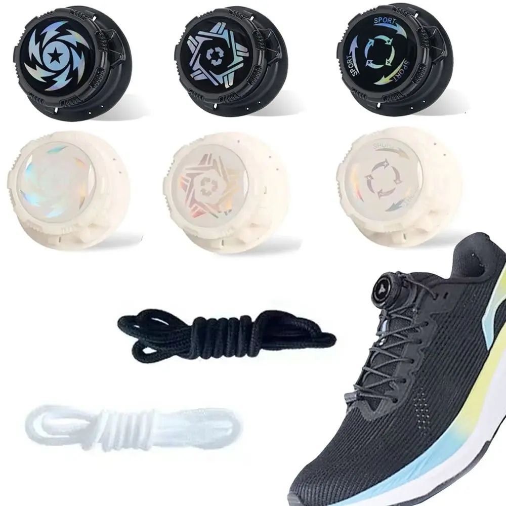 1 Pair Thick Rope Crystal Swivel Buckle Laces Sneakers Without Ties 4mm Round Shoelace Automatic Shoelaces