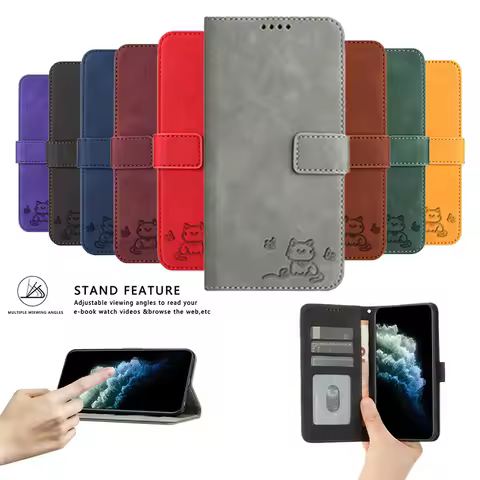 Flip Magnetic Buckle Cat Case For Samsung Galaxy A20S A21 A21S A22 A22E A22S A23 A24 A25 A30 A30S A31 A32 A33 A34 A35 Book Cover