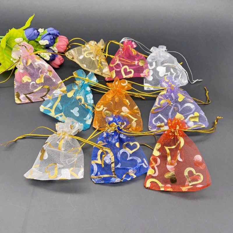Jewelry Storage Packaging 1000pcs Heart Gift Bag for Christmas Gift Bags Transparent Jewelry Bag Organza Bags Drawstring Sachet