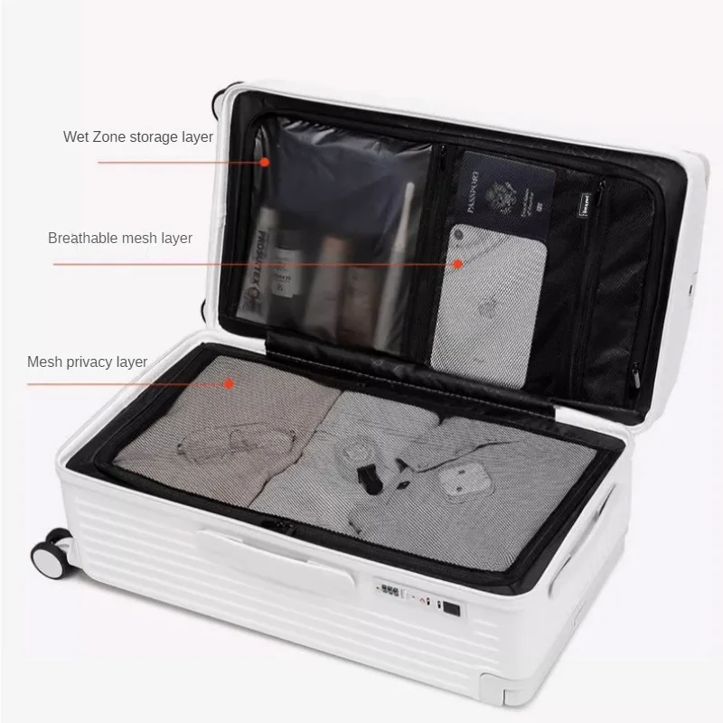 Imagem -04 - Ampla Handle Mala de Viagem com Porta de Carregamento Usb Privacy Protection Trolley Case Grande Capacidade Bagagem 28 30 32