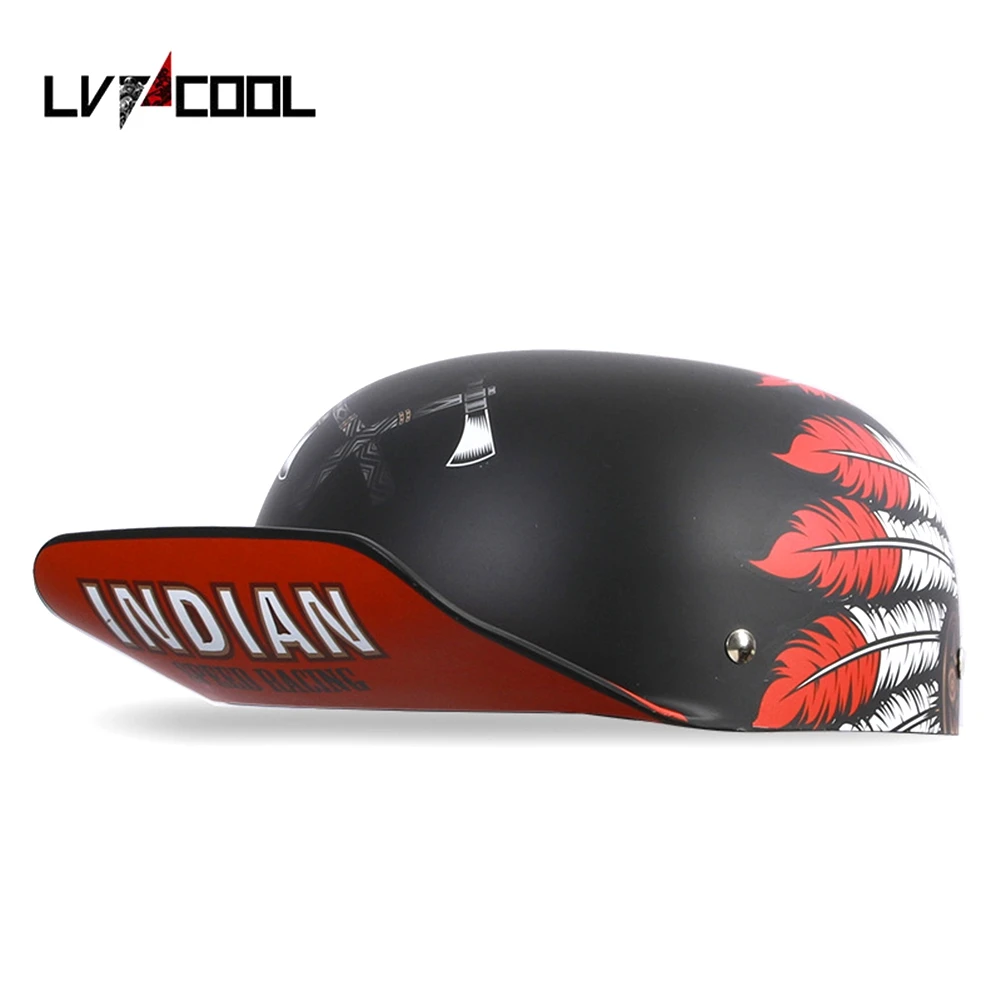 LVCOOL 2023 Baseball Cap Helmet Motorcycle Helmets Summer Open Face Scooter for Cruiser Chopper Gangster Men Women N Type-XL