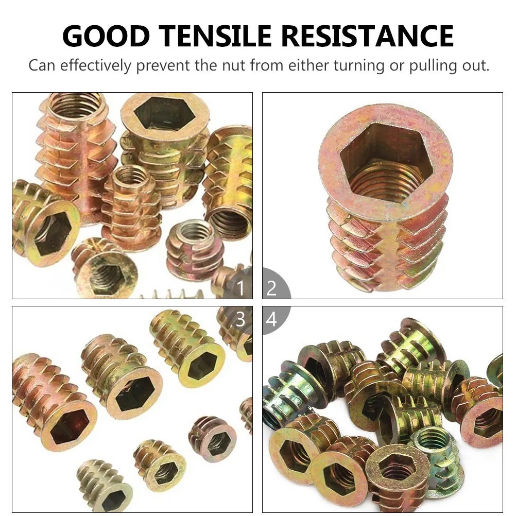 

70pcs Zinc Plated Threaded Nut Fine Thread Furniture Screw Replacement For Wood Furniture Durable Socket Head Drive Connector