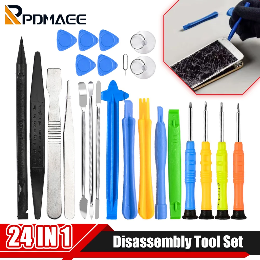 8-24PCS Mobile Phone Repair Tools Opening Pry Bar Screen Disassemble Screwdriver Set for iPhone X 14 13 12 8 7 6S  Hand Tool Kit