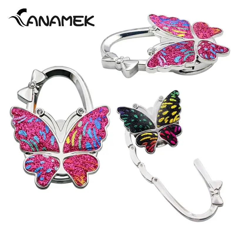 Portable Foldable Handbag Hanger Fashion Butterfly Purse Bag Table Hook Holder For Student For Home Decoration Christmas Gifts