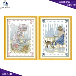 Joy Sunday Babies' Needle Arts and Crafts Cross Stitch Kits, Baby Girl and Boy Home Decor, K547, K548