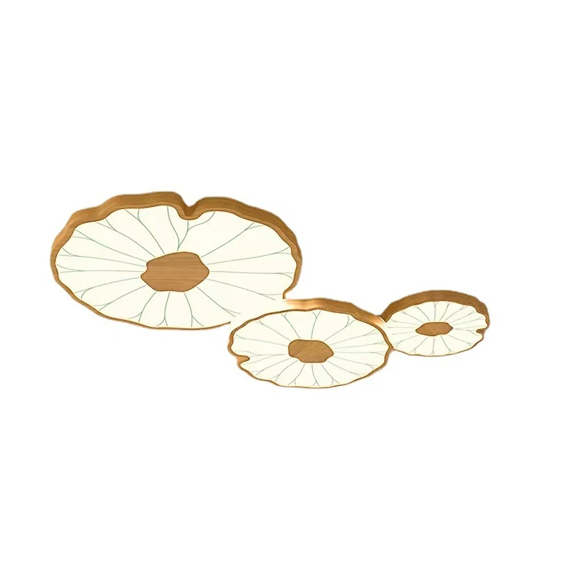 

Fashionable Bedroom Ceiling Lamp Modern Hall Main Lighting Nordic Log LED Ceiling Lights Minimalist Lotus Leaf Living Room Light