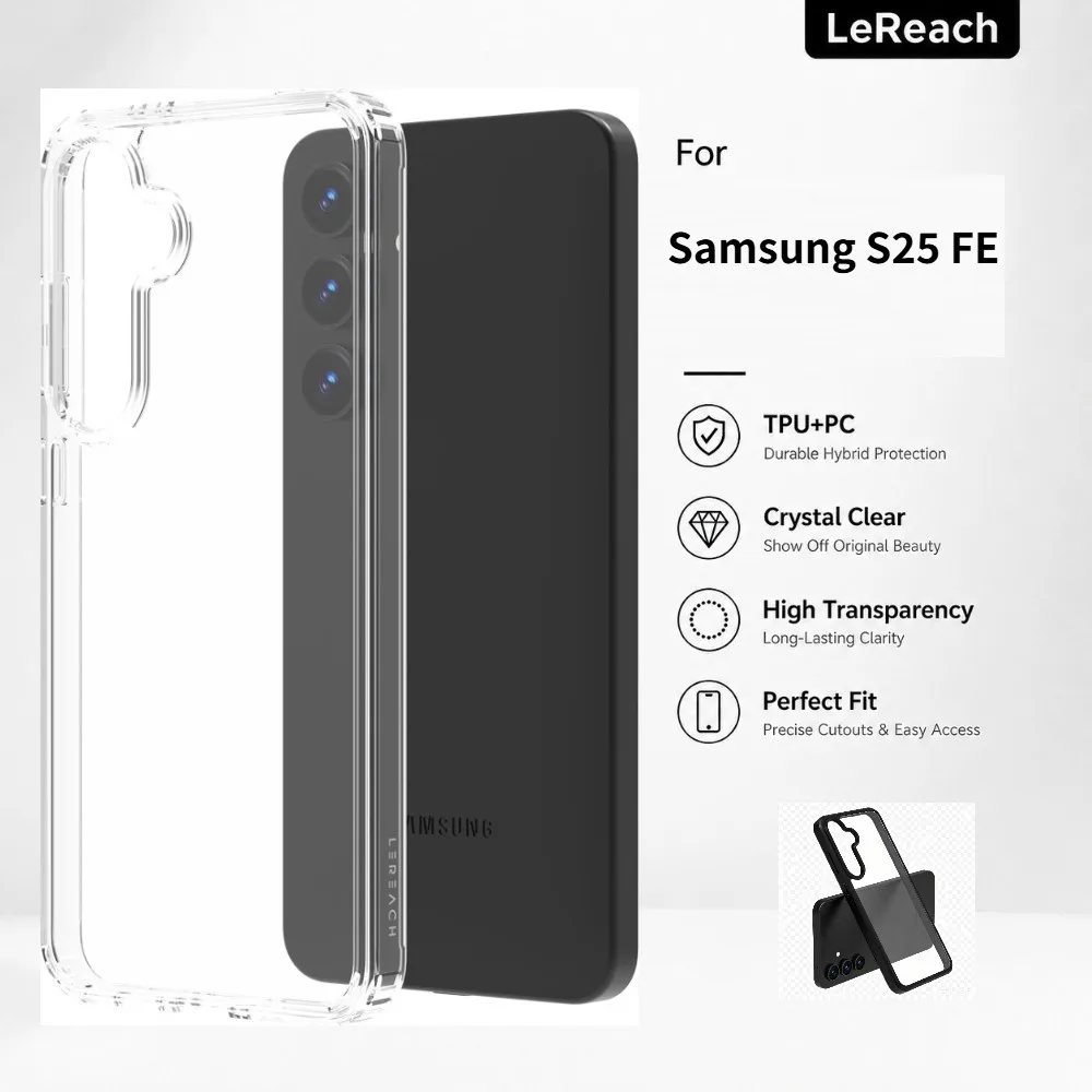 Transparent Case For Samsung Galaxy S25 FE S24 Shockproof Anti-Yellow PC Hard Back Cover CA1000
