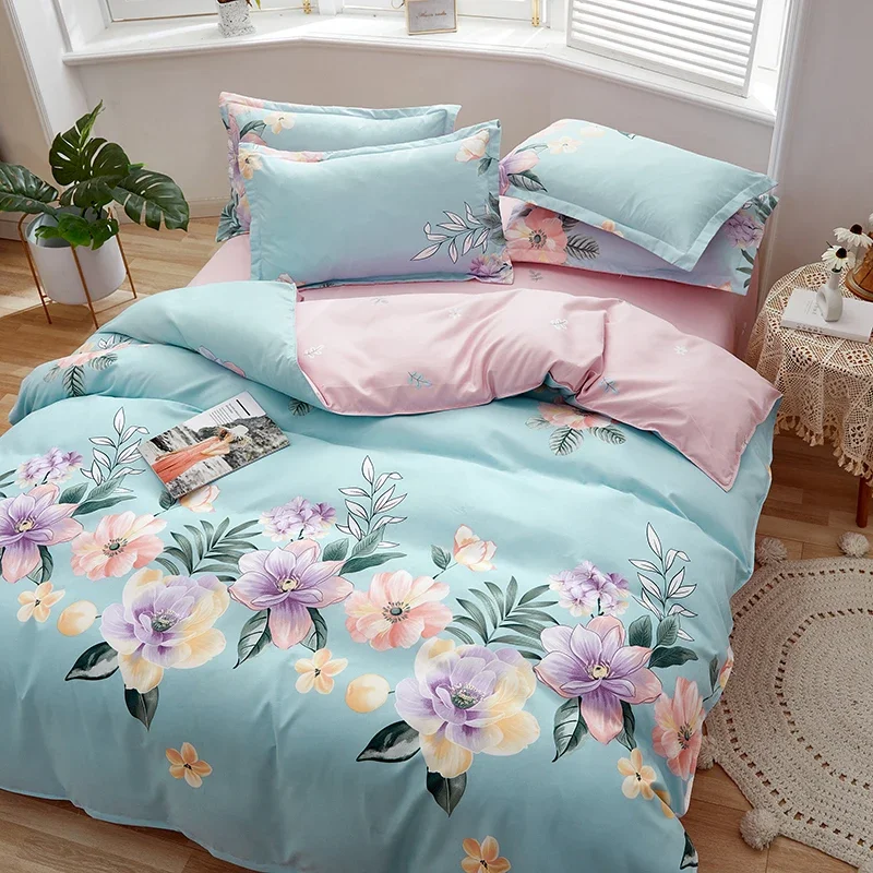 Garden Style Flowers Printed Duvet Cover Reversible Design 3 Piece Bedding Set with Zipper Closure, Perfect for Him and Her Gift