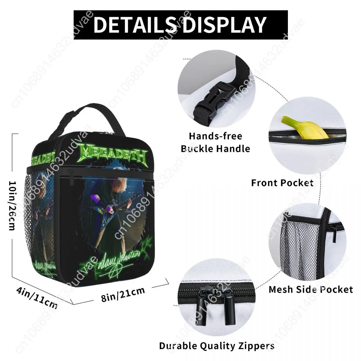 Megadeths Rock Band Dave Mustaine Thermal Insulated Lunch Bags for Travel Reusable Bento Box Thermal Cooler Food Box