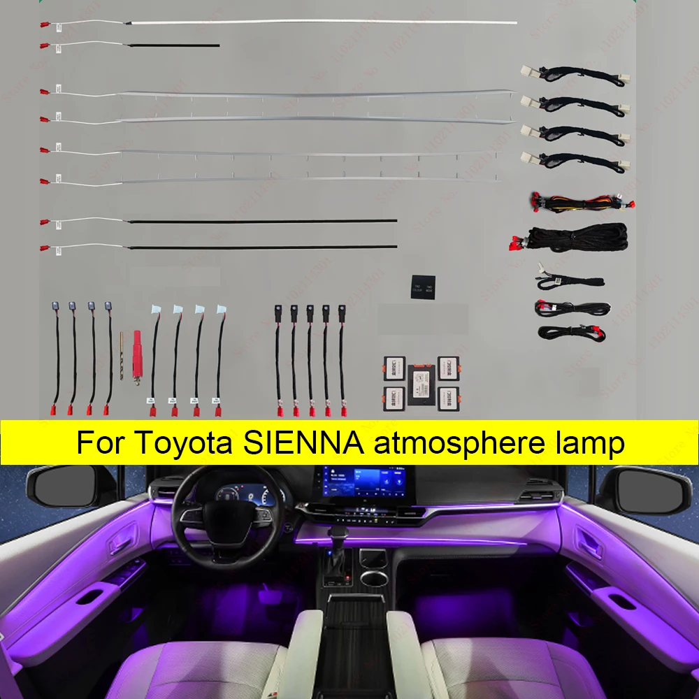 

Led ambient light For toyota Sienna 2021 2022 64 colors decorate lamp car rear door environment Inter lamp