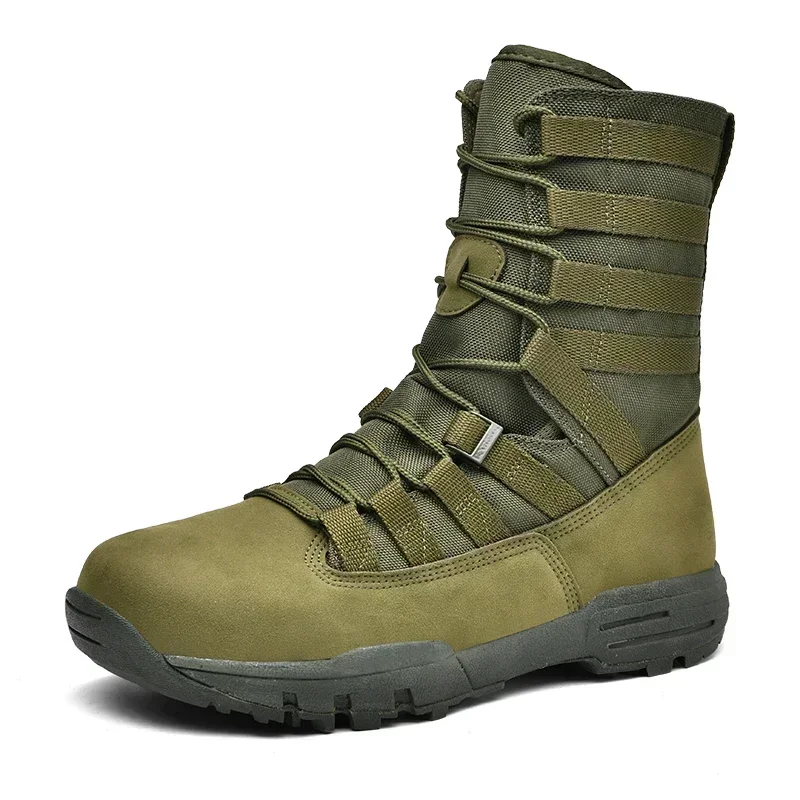 Bota masculina com renda no meio da panturrilha, tênis de cano alto, sapato de trabalho, esporte ao ar livre, deserto