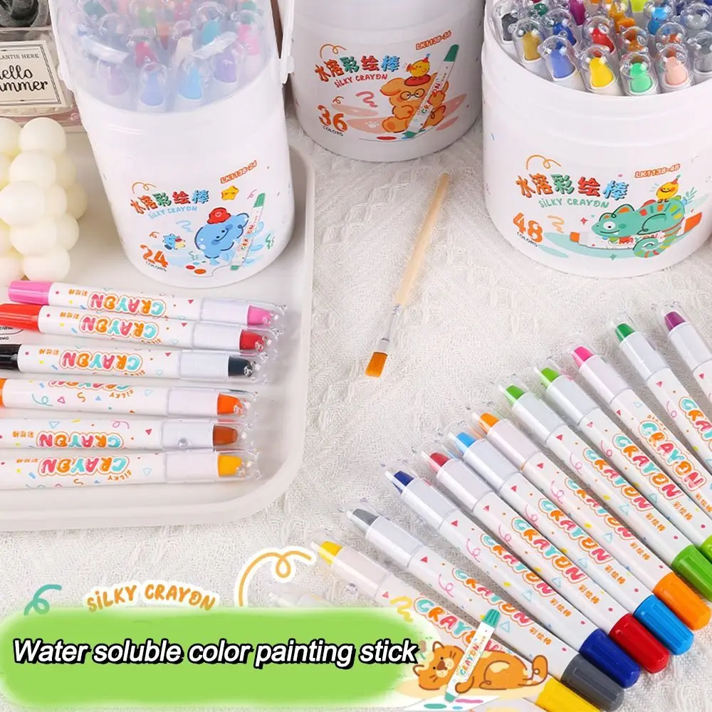 12/18/24/36/48Pcs Water-soluble Color Crayon Rotating Pen Head Washable Children's Graffiti Painting Crayons Oil Pastel