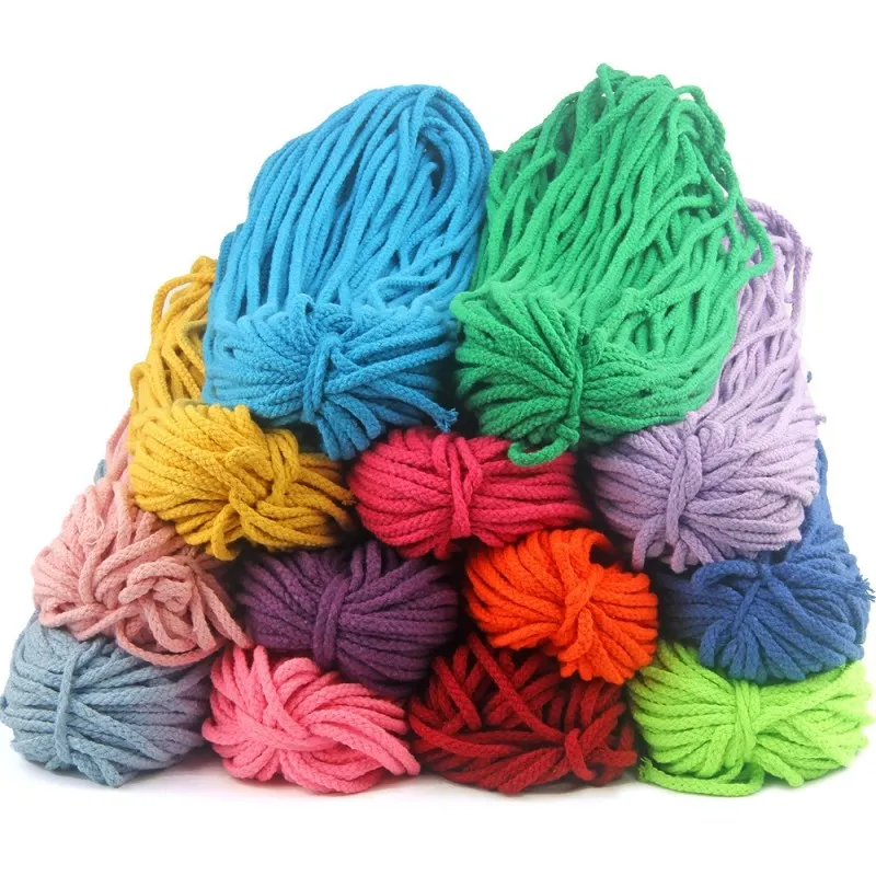 5mm 5yards Hand Cut Macrame Cord Twine Cotton Rope String Crafts Diy Colored Thread Cord Twisted Home Wedding Party Decorations