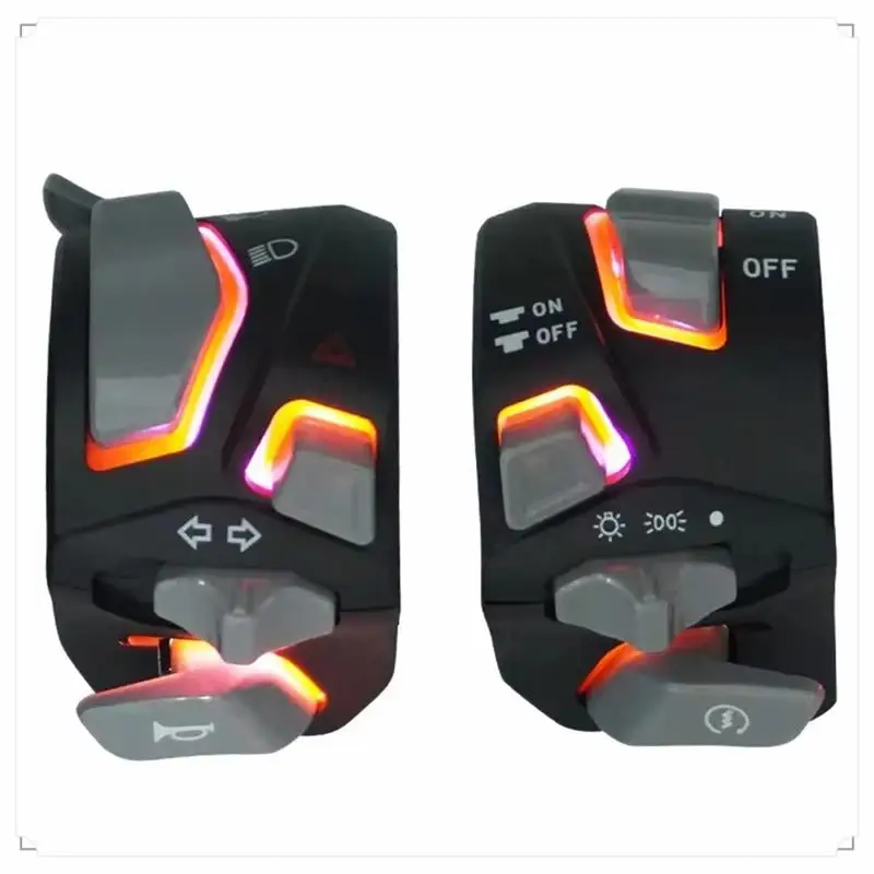 

7/8'' 22Mm Universal Motorcycle Handlebar Switch Horn Start Button With LED Switch With Turn Flash Light Signal Red