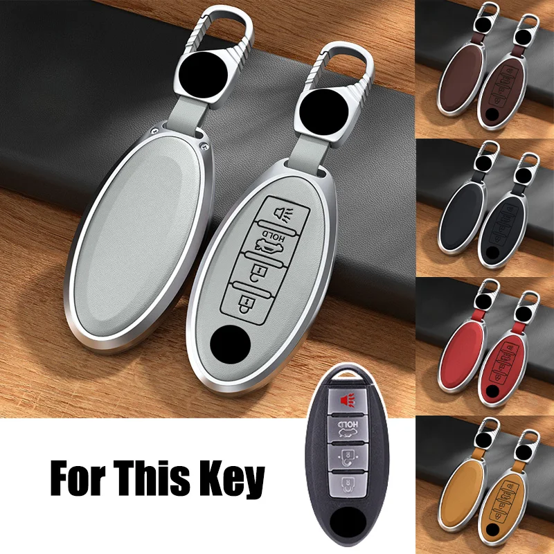 Aluminum Alloy Leather Car Smart Key Case Cover For Nissan Rouge Pathfinder Maxima Altima kicks Tiida t31 Qashqai J10 J11 note