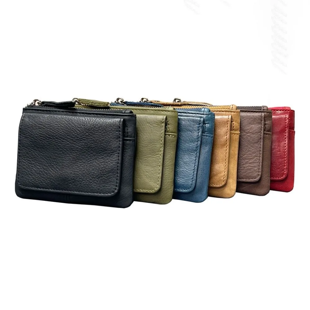 Retro Kurze RFID Brieftasche Mini Echt Leder Geldbörse Schlank Multi Karte Sitz Kartenhalter Frauen