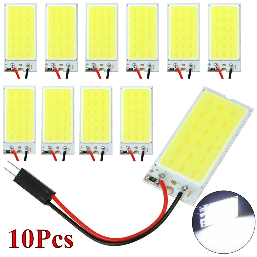 5Pcs/10Pcs Panel Led Dome Reading Light Map Lamp COB 15 SMD Car Interior Lights Auto Bulb W5W Festoon T10 Led Adapter