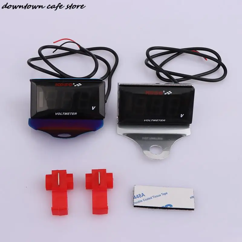 Voltmeter sepeda motor DC 12-150V, layar LED Digital tahan air voltase Tester Monitor Baterai dengan braket