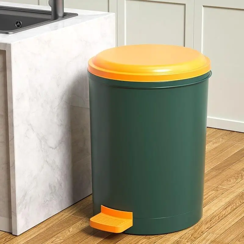 

Plastic Foot Pedal Trash Can round Foot Thrown Cover Household Garbage Can Handheld Outdoor Waste Bin Sanitary Bucket 55L Size