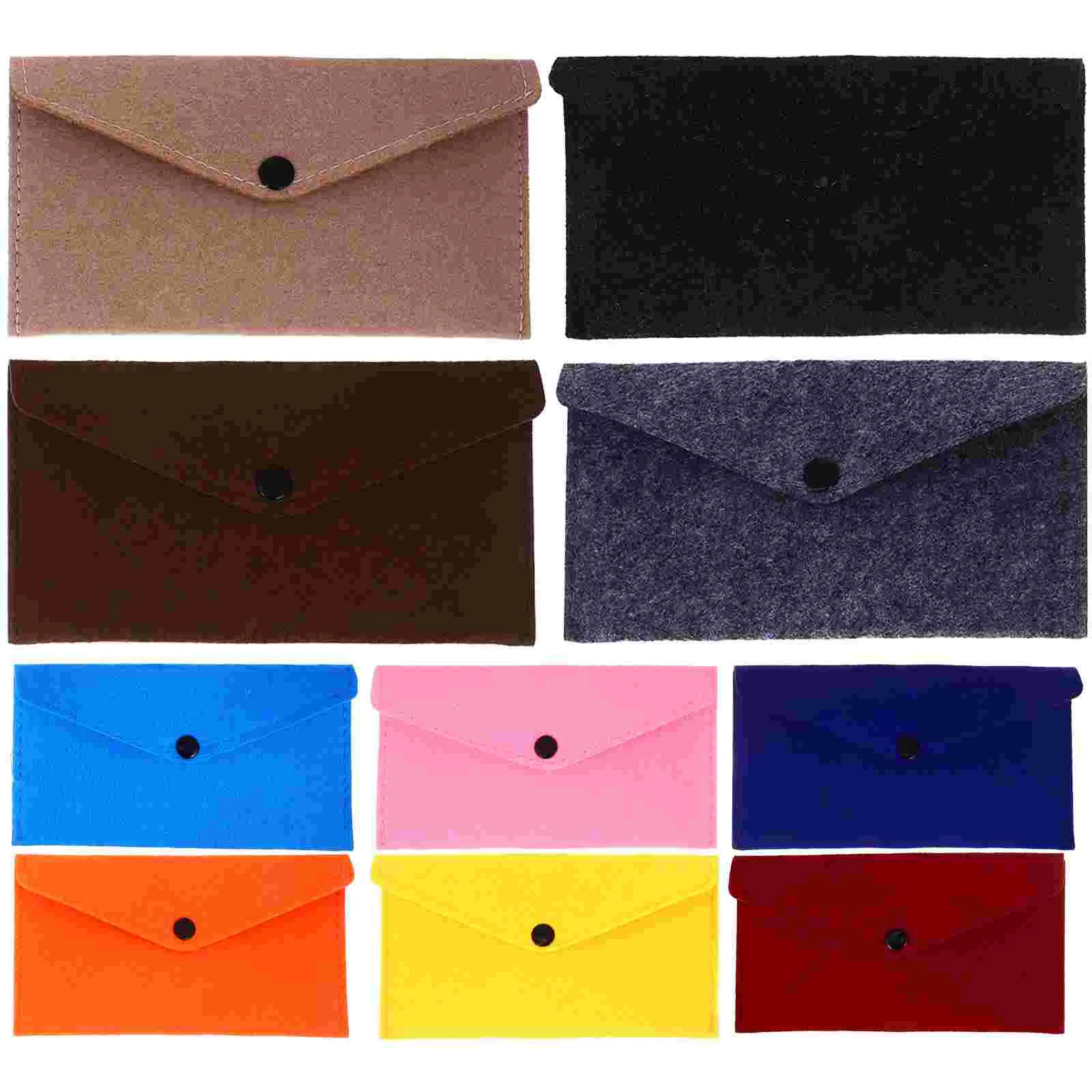 

10 Pcs Felt Envelope Snap Button Envelops Small Pockets Money Packets Big Bag Cash Folders