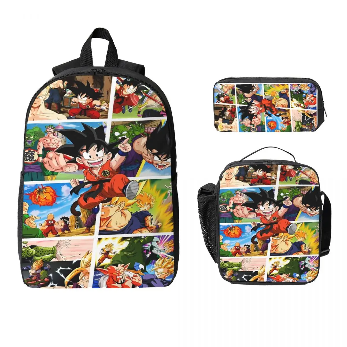 

3Pcs DragonBallZ Backpack Set for Children Pencil Boxes Bookbag Sets with Lunch Box For School Students Daypack