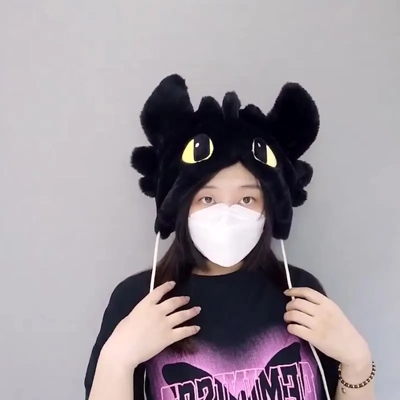 

Animation peripheral beast ear hat Meow cute plush hat warm versatile lace-up ear protection hat trendy hat