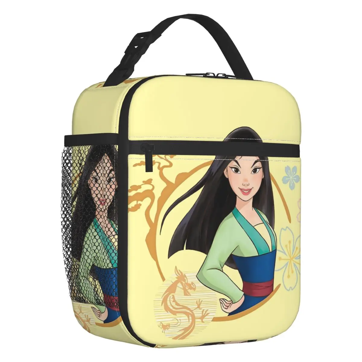 

Custom Mulan Insulated Lunch Bags for Outdoor Picnic Brave Hero Cute Princess Pattern Leakproof Cooler Thermal Lunch Box