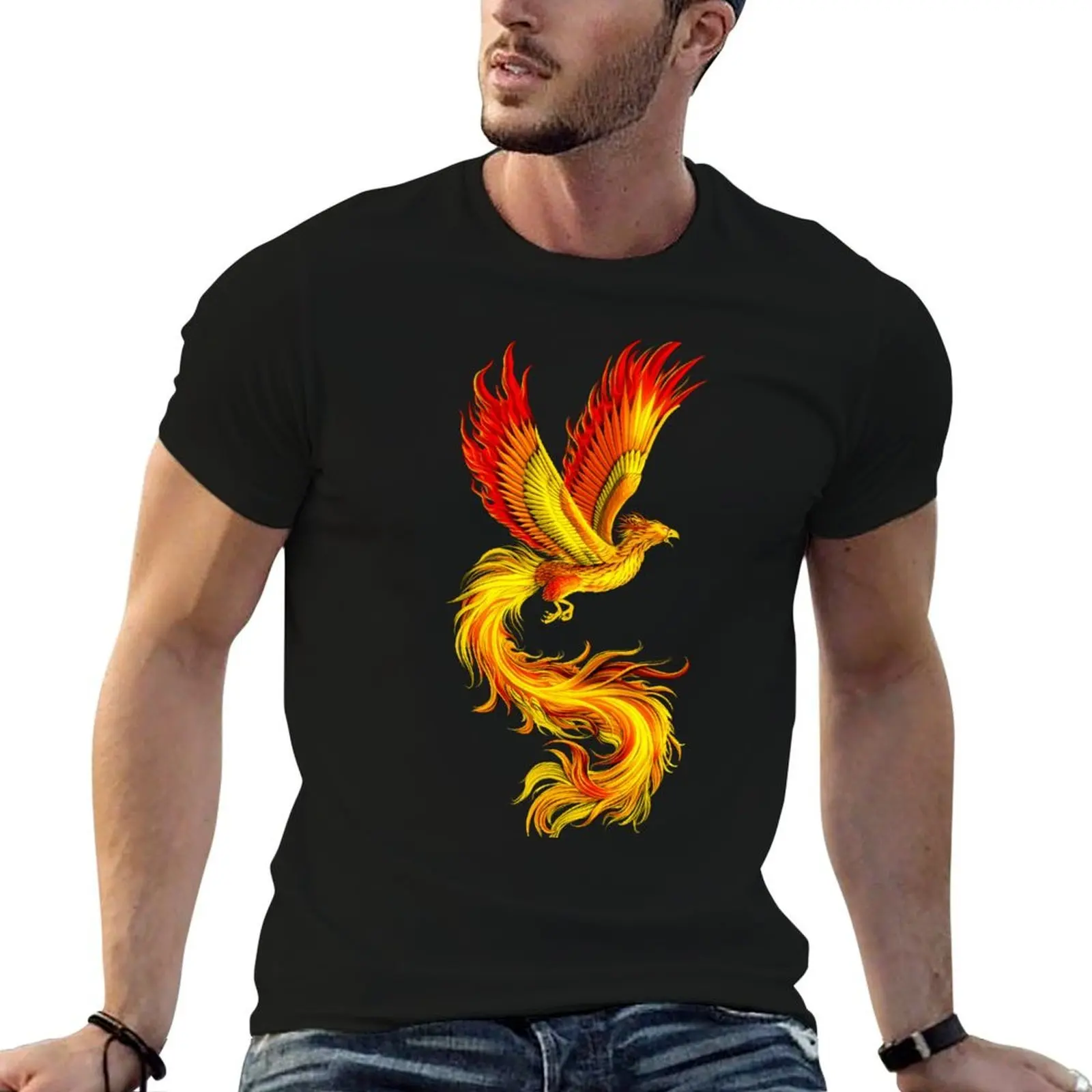 Phoenix Bird T-Shirt Casual Loose Fit Summer Tee Shirt