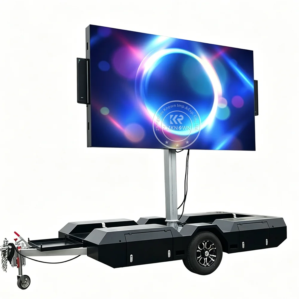 Solar Powered Mobile LED Advertising Trailer Outdoor Digital Billboard Screen Truck Event Display Trailer With Remote System