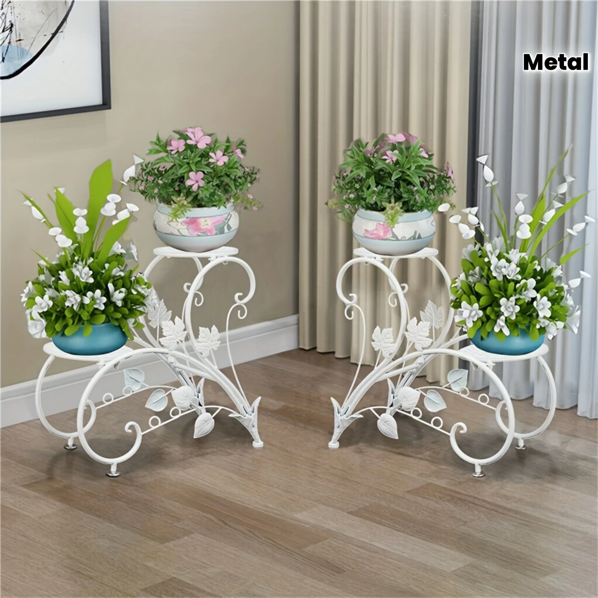

2pcs Half Heart Plant Pot Stands Garden Patio Metal Iron Flower Planter Rack Elegant Art Display Shelf for Planters Flowers