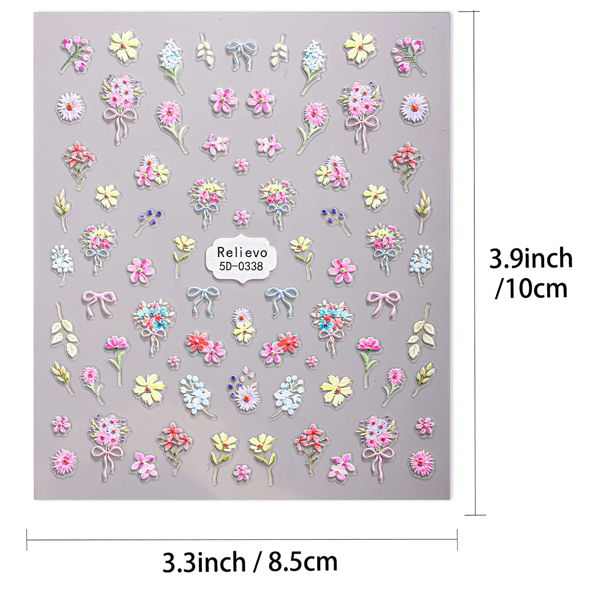 2 pezzi adesivo per nail art 5D fiori squisiti decalcomanie per unghie autoadesive floreali colorate per cursore per unghie decorazione manicure fai da te