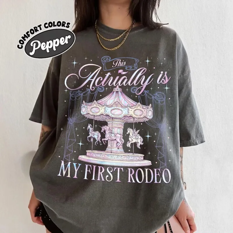 This Actually Is My First Rodeo Shirt, Theme Park Shirts, Funny Vintage Howdy Graphic Tee, Rodeo Western Romance Tshirt