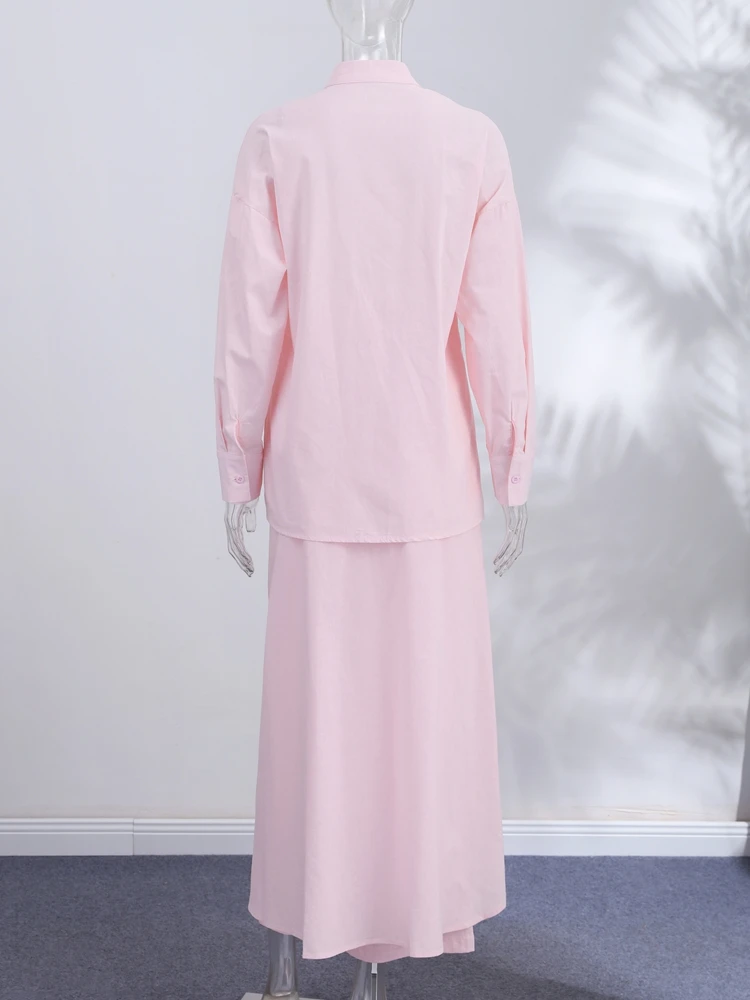 Spitzenrock, Hemd, weit geschnittene Hose, 3-teiliger Anzug für Damen, elegante Bluse mit Reverskragen, langen Ärmeln und Einreiher, Old-Money-Outfit – Detail 11