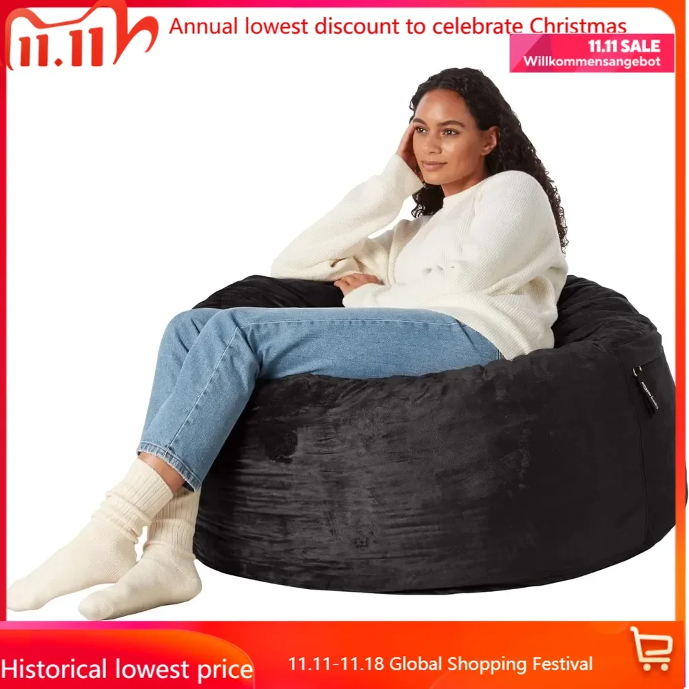 

Memory Foam Filled Bean Bag Chair with Microfiber Cover,3 ft,Black,Solid giantbean bag bean bags chair beans bags chair with