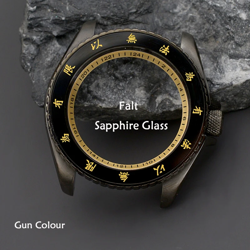 MOD Watch Case WIth Bracelet Fit NH34 NH35 NH36 Automatic Movement Sapphire Glass Gun Colour Case Design SKX007 SKX009