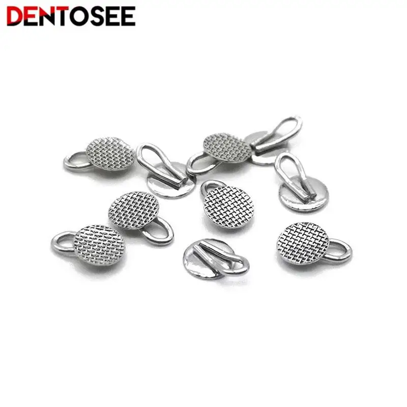 Dental Bondable Traction Hook Metal Round Mesh Orthodontic Lingual Button Rectangular Tongue Side Buckle for Dentistry