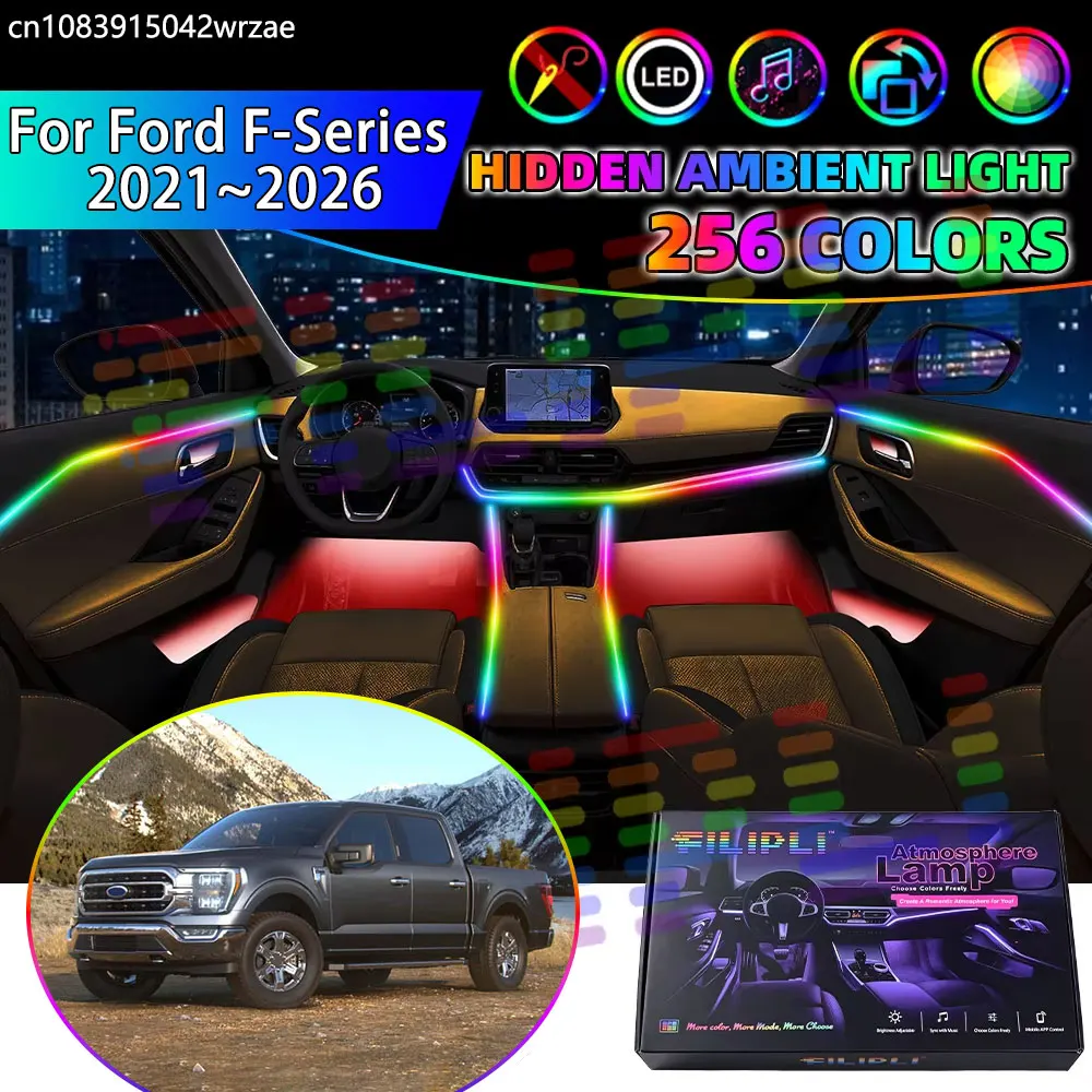 For Ford F-Series 2021~2026 MK14 Lobo 2022 RGB Car Interior Ambient Lights Strips Breathing Lighting Kit App Control LED strips